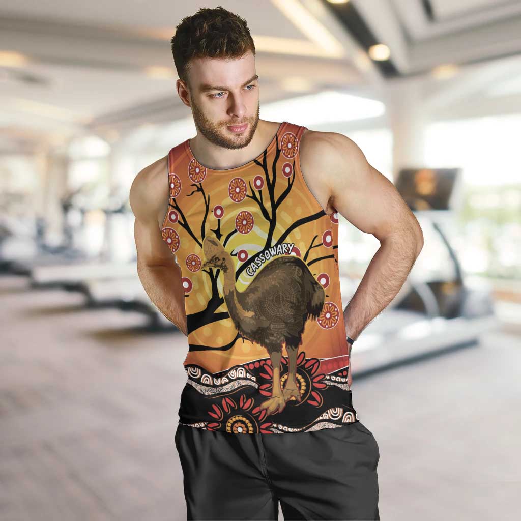 Keeper Of The Rainforest Cassowary Men Tank Top Aboriginal Art - Vibe Hoodie Shop