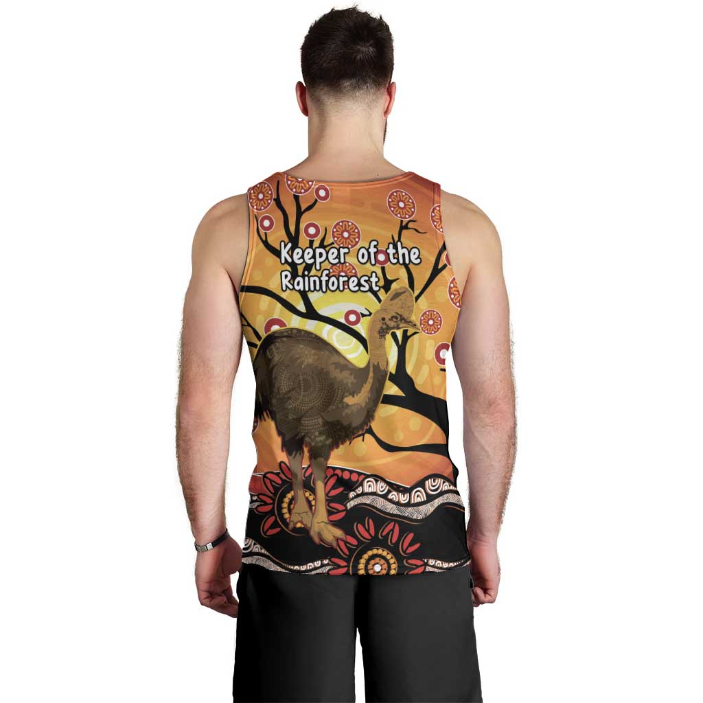 Keeper Of The Rainforest Cassowary Men Tank Top Aboriginal Art - Vibe Hoodie Shop