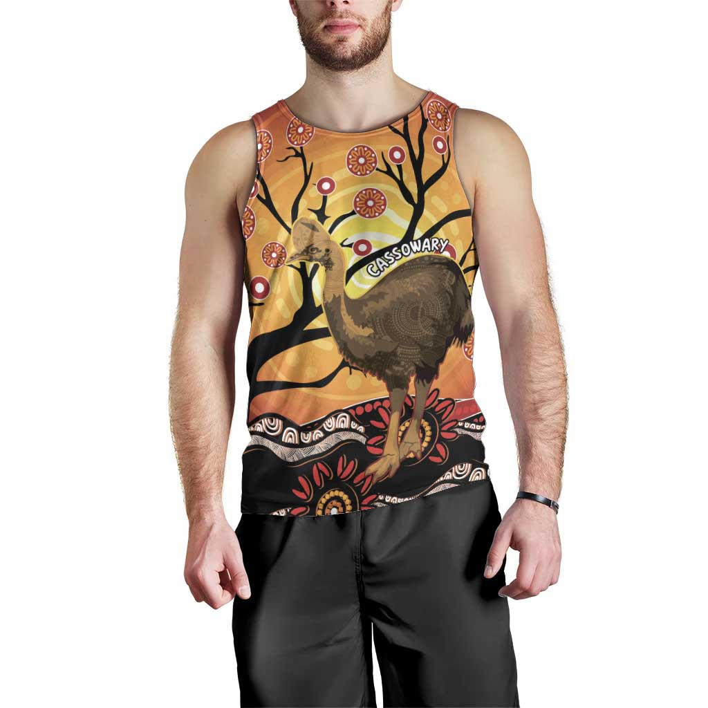 Keeper Of The Rainforest Cassowary Men Tank Top Aboriginal Art - Vibe Hoodie Shop