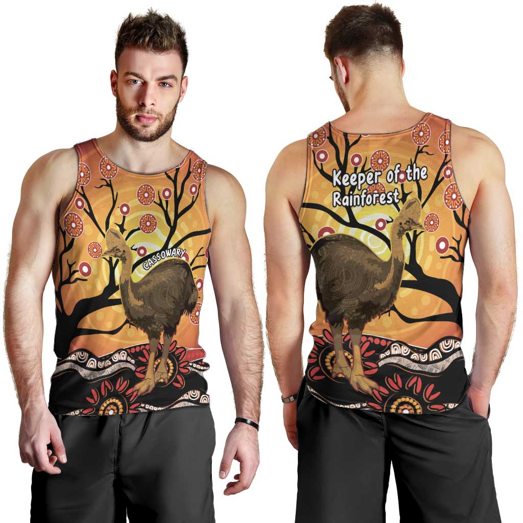 Keeper Of The Rainforest Cassowary Men Tank Top Aboriginal Art - Vibe Hoodie Shop