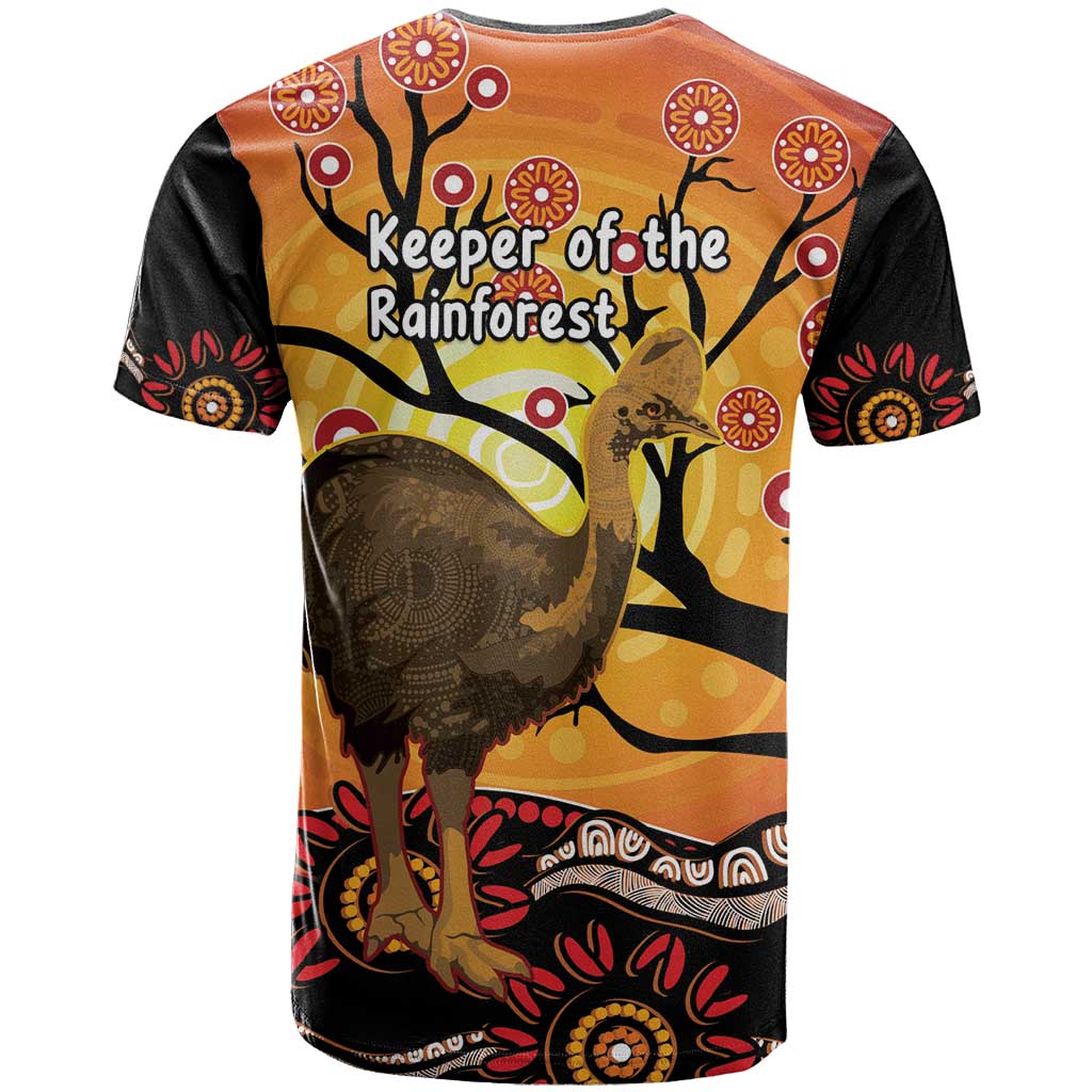 Keeper Of The Rainforest Cassowary T Shirt Aboriginal Art - Vibe Hoodie Shop