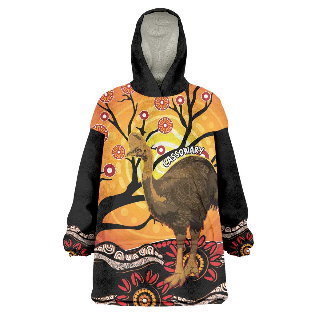 Keeper Of The Rainforest Cassowary Wearable Blanket Hoodie Aboriginal Art - Vibe Hoodie Shop