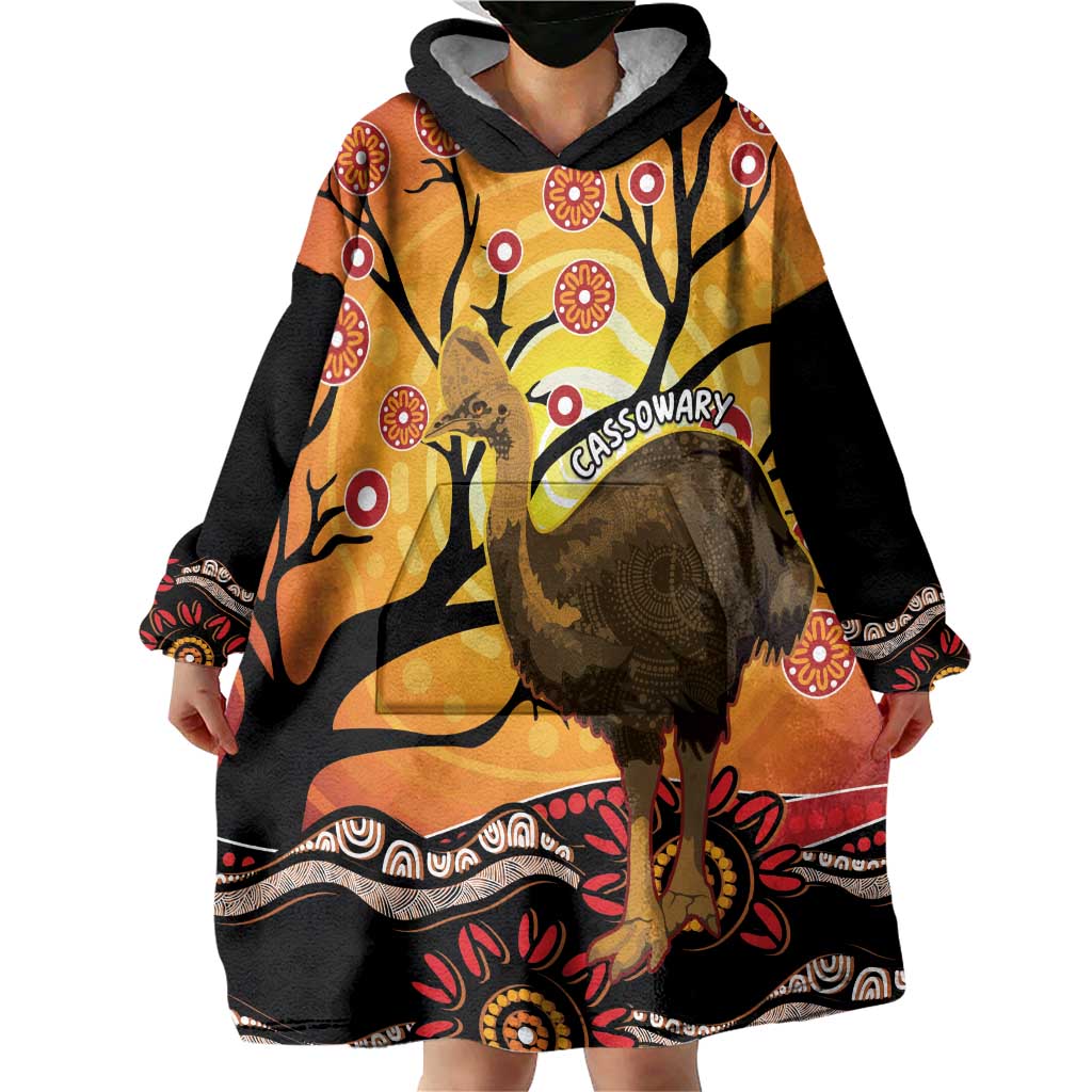 Keeper Of The Rainforest Cassowary Wearable Blanket Hoodie Aboriginal Art - Vibe Hoodie Shop