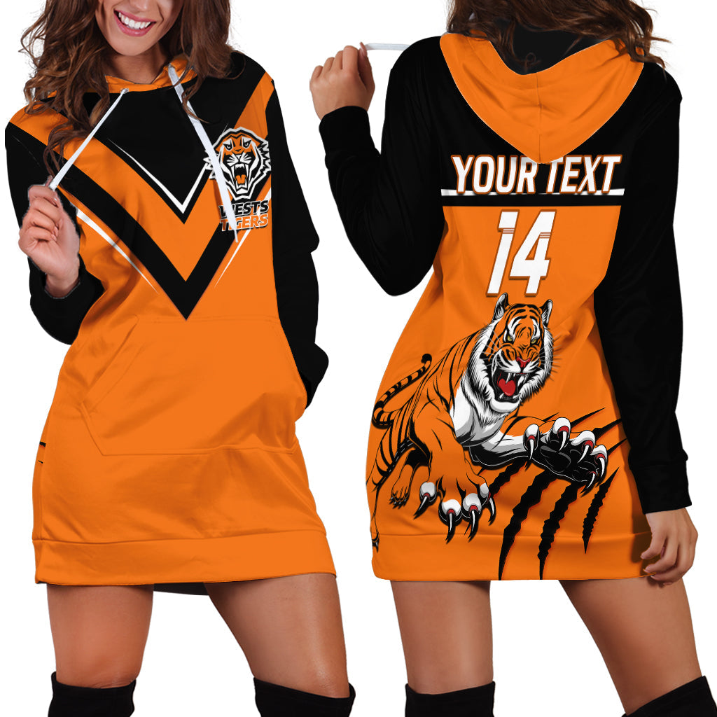 personalised-wests-tigers-rugby-hoodie-dress-orange-simple-style