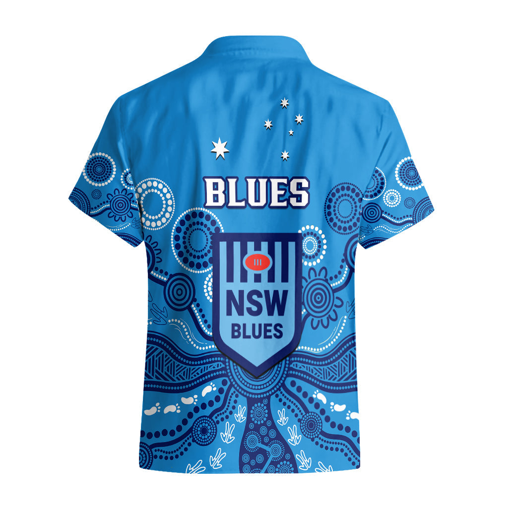 NSW Rugby Hawaiian Shirt Blues Aboriginal Art - Vibe Hoodie Shop