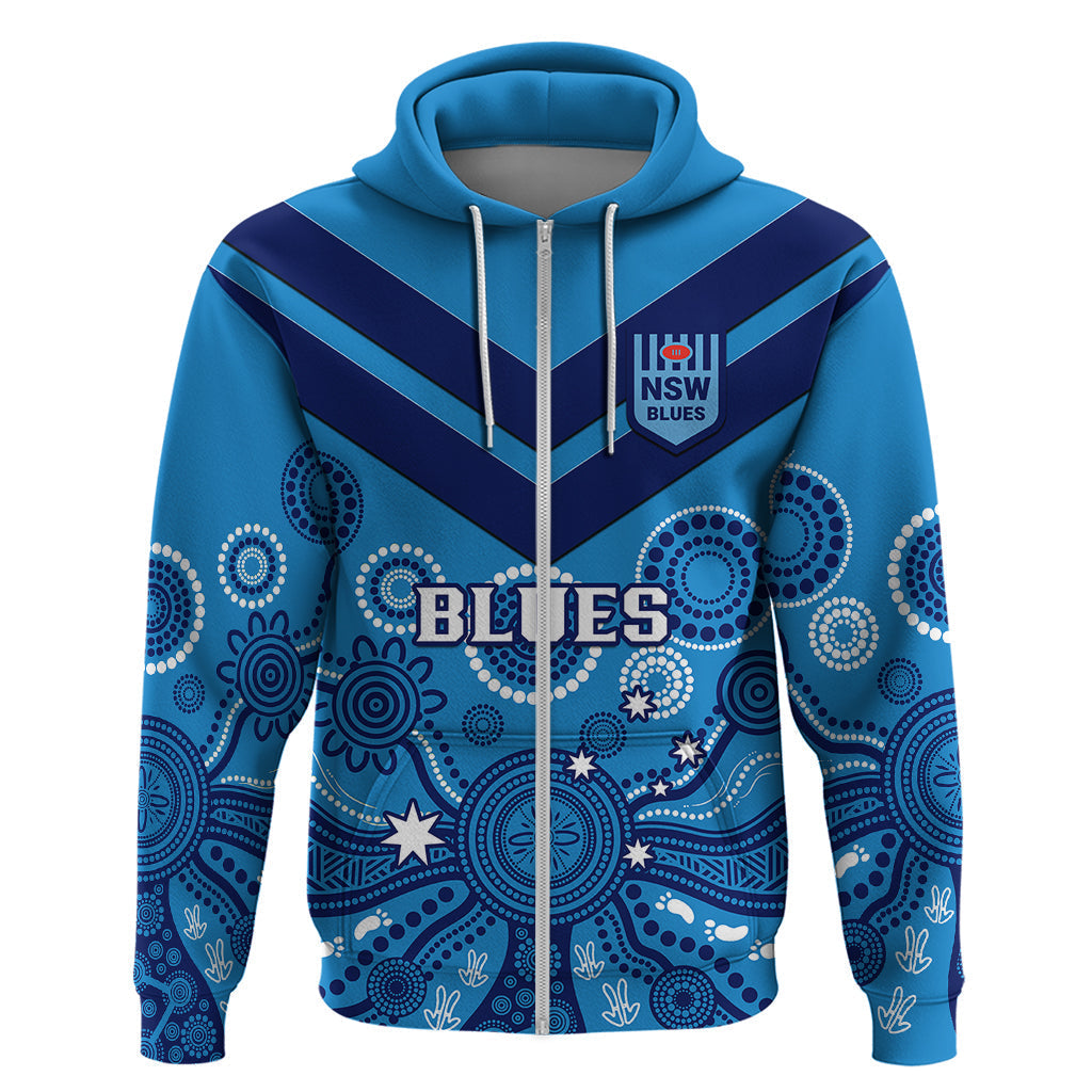 NSW Rugby Hoodie Blues Aboriginal Art - Vibe Hoodie Shop