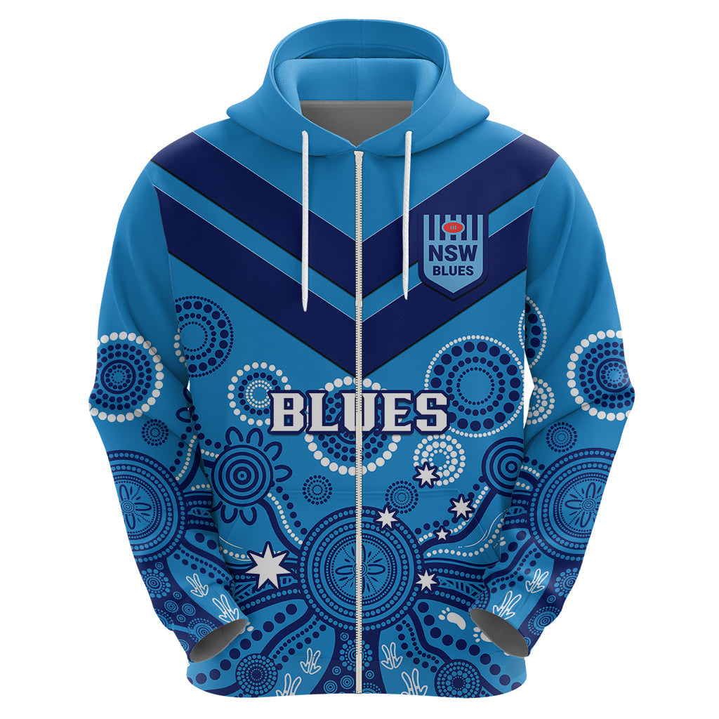 NSW Rugby Hoodie Blues Aboriginal Art - Vibe Hoodie Shop