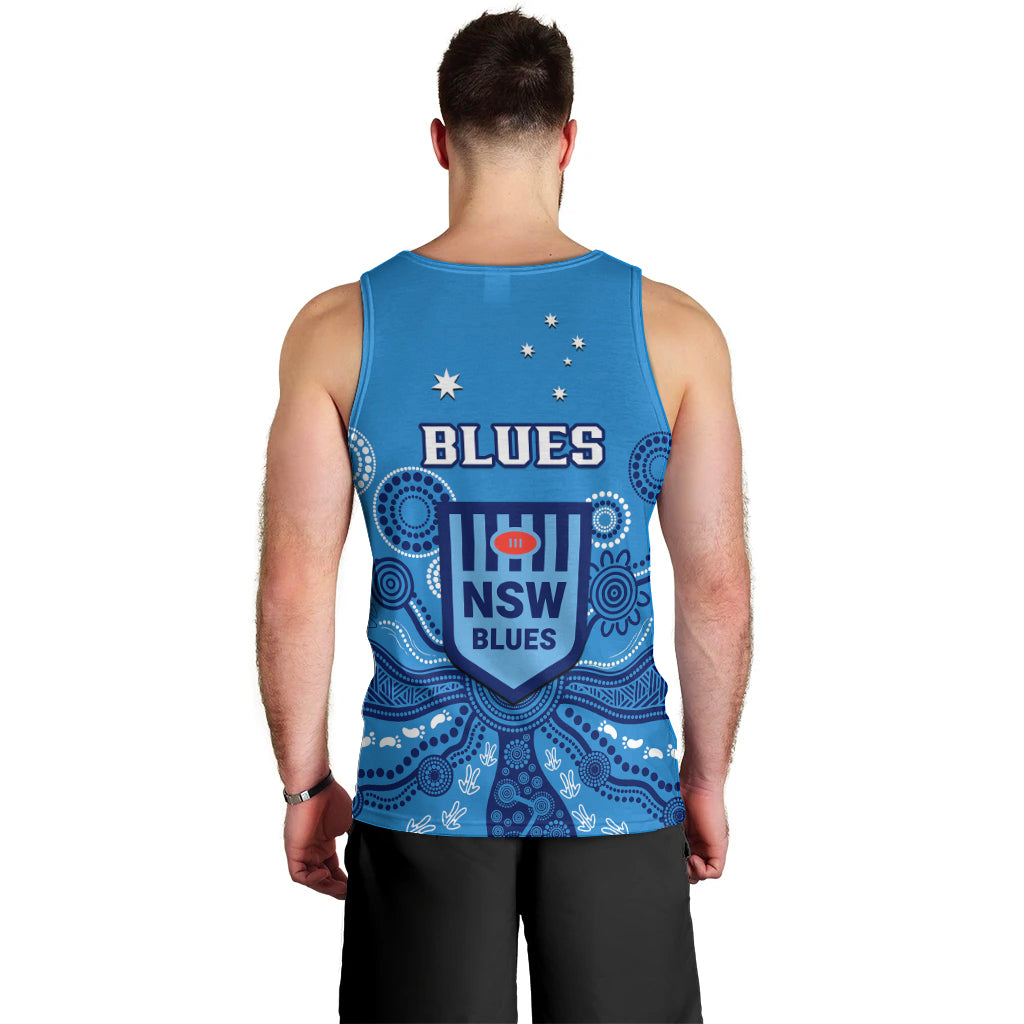 NSW Rugby Men Tank Top Blues Aboriginal Art - Vibe Hoodie Shop