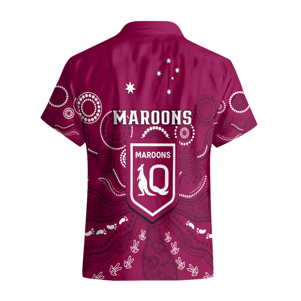 Maroons Rugby Hawaiian Shirt QLD Aboriginal Art - Vibe Hoodie Shop