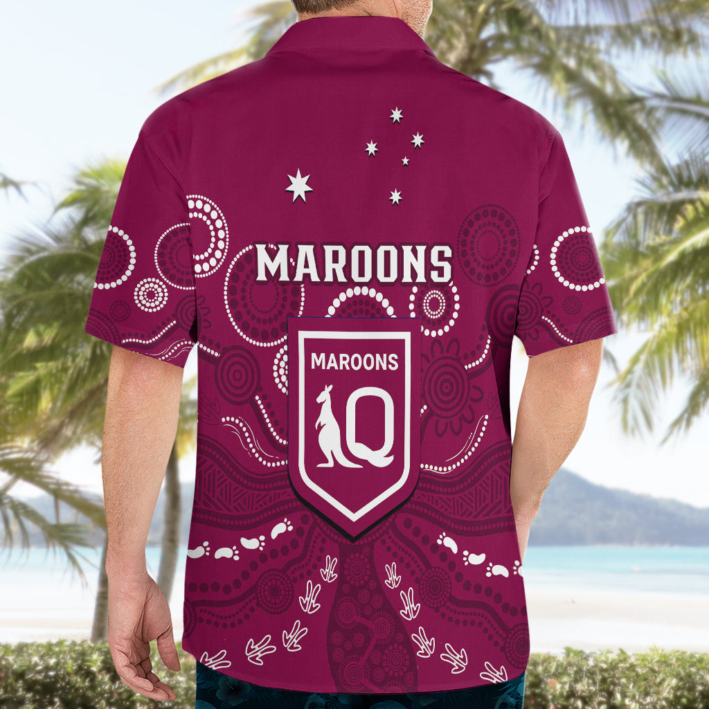 Maroons Rugby Hawaiian Shirt QLD Aboriginal Art - Vibe Hoodie Shop