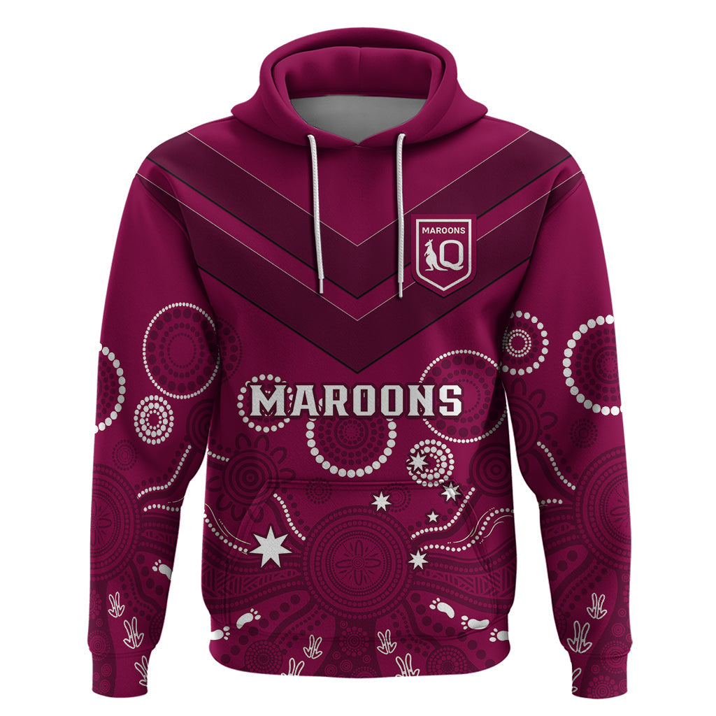 Maroons Rugby Hoodie QLD Aboriginal Art - Vibe Hoodie Shop