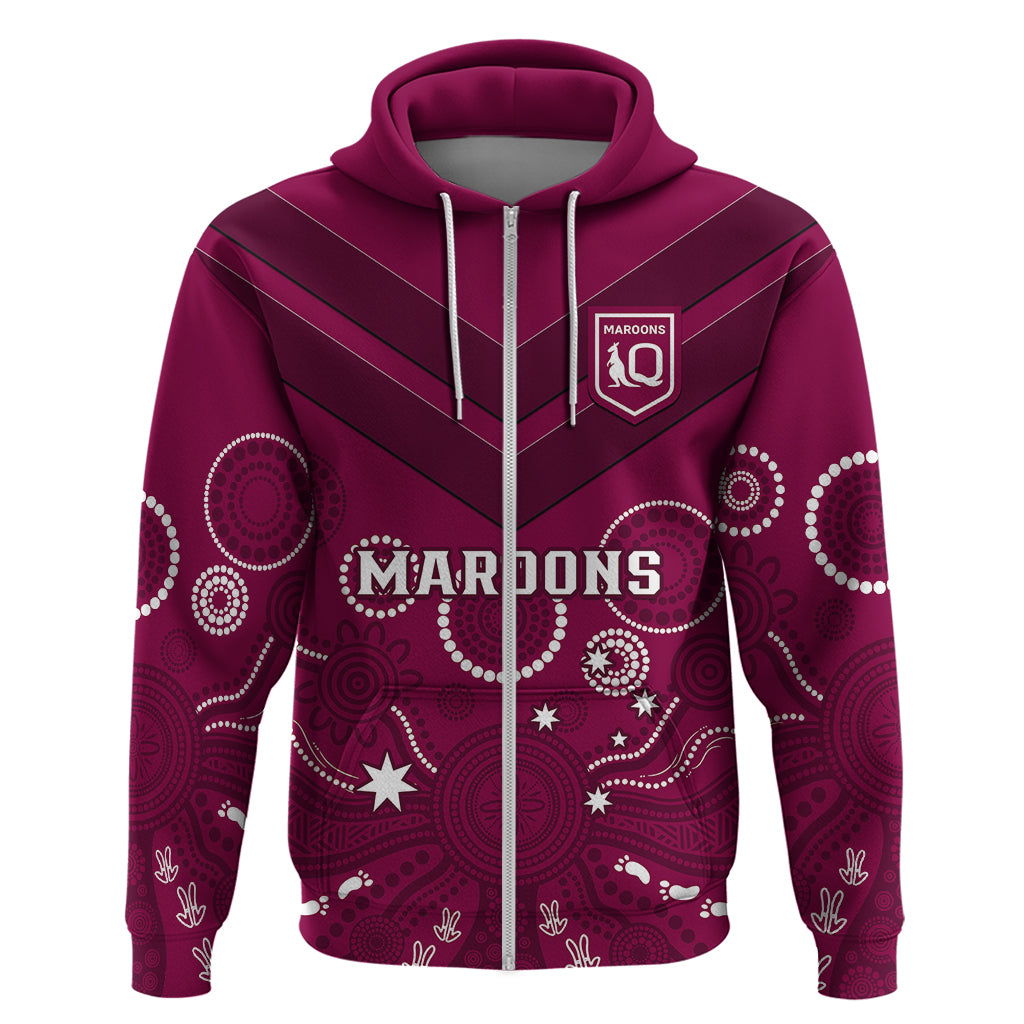 Maroons Rugby Hoodie QLD Aboriginal Art - Vibe Hoodie Shop