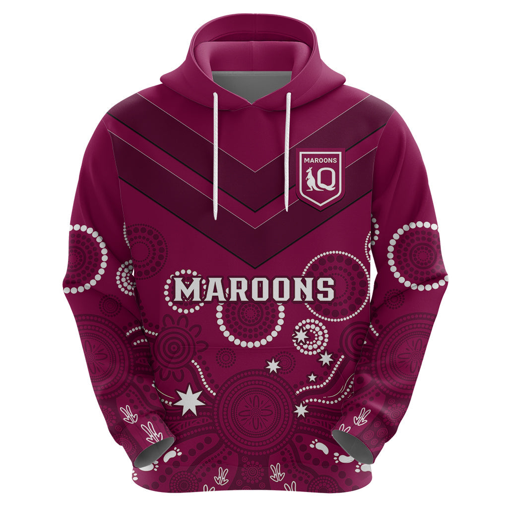 Maroons Rugby Hoodie QLD Aboriginal Art - Vibe Hoodie Shop