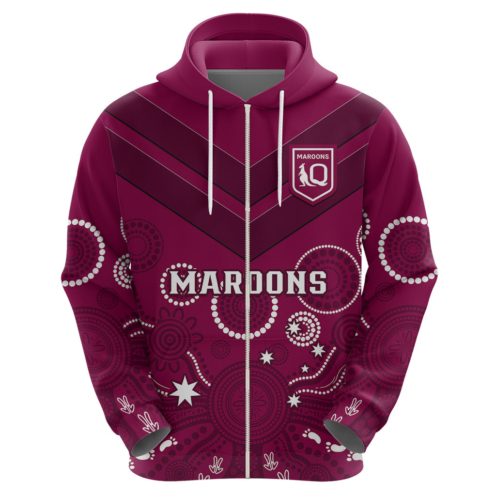 Maroons Rugby Hoodie QLD Aboriginal Art - Vibe Hoodie Shop