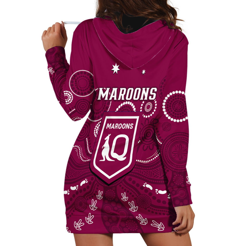Maroons Rugby Hoodie Dress QLD Aboriginal Art - Vibe Hoodie Shop