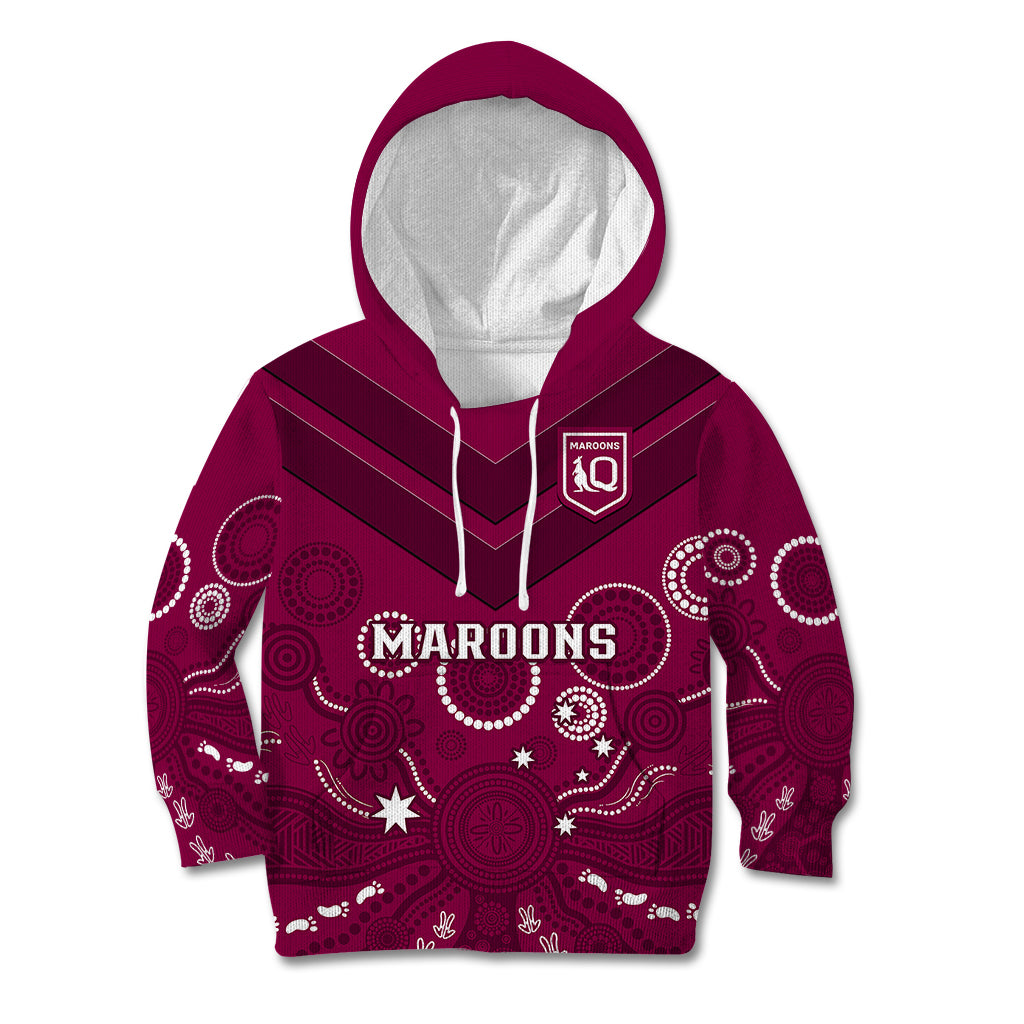 Maroons Rugby Kid Hoodie QLD Aboriginal Art - Vibe Hoodie Shop