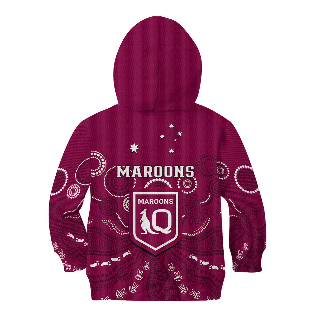 Maroons Rugby Kid Hoodie QLD Aboriginal Art - Vibe Hoodie Shop