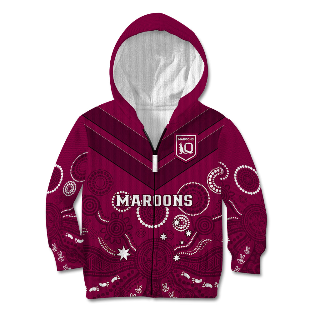 Maroons Rugby Kid Hoodie QLD Aboriginal Art - Vibe Hoodie Shop