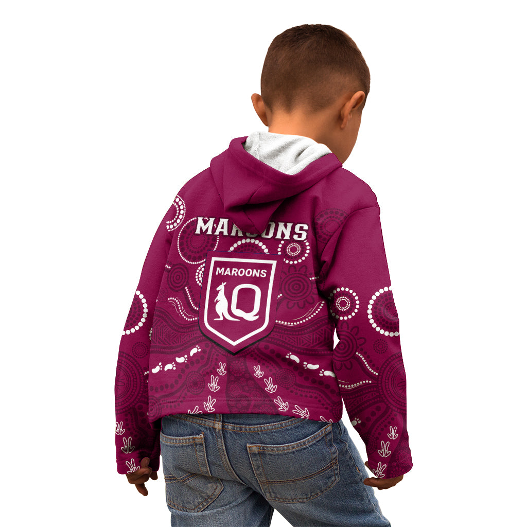 Maroons Rugby Kid Hoodie QLD Aboriginal Art - Vibe Hoodie Shop