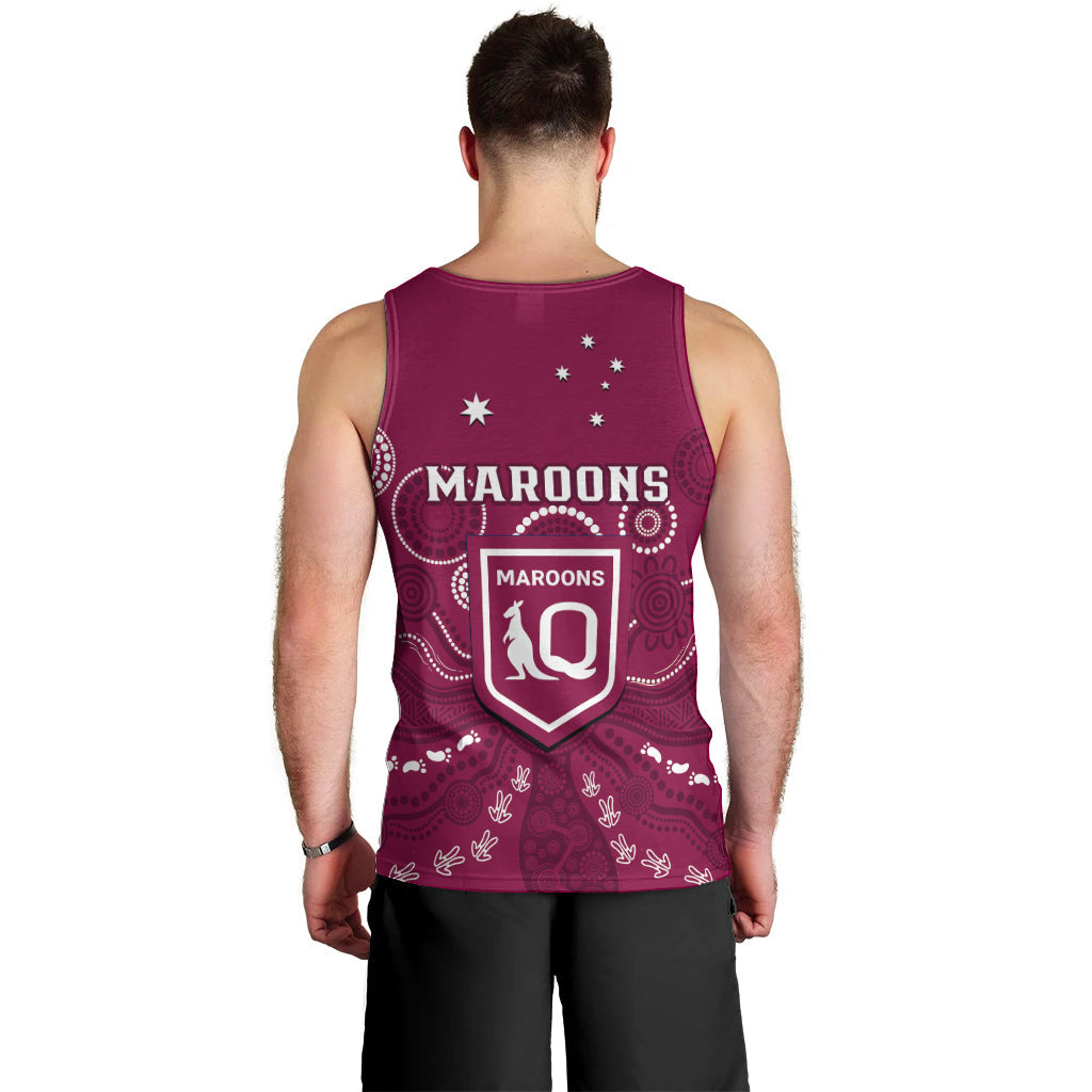 Maroons Rugby Men Tank Top QLD Aboriginal Art - Vibe Hoodie Shop