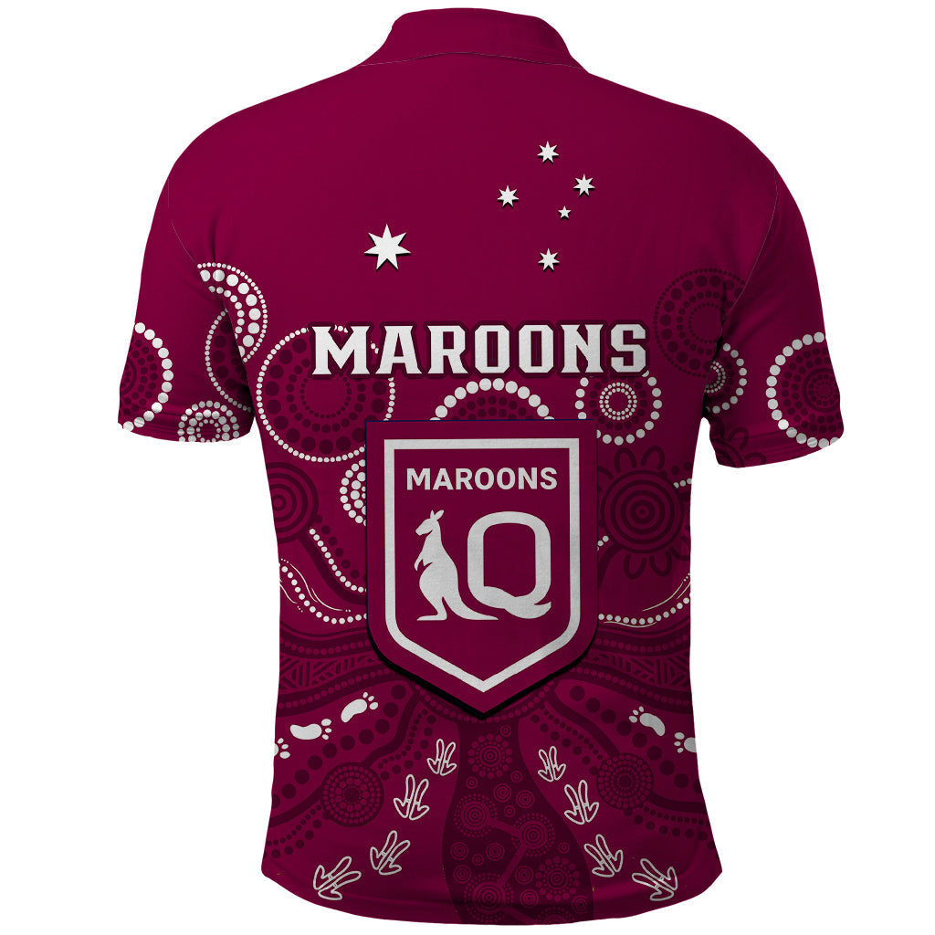 Maroons Rugby Polo Shirt QLD Aboriginal Art - Vibe Hoodie Shop