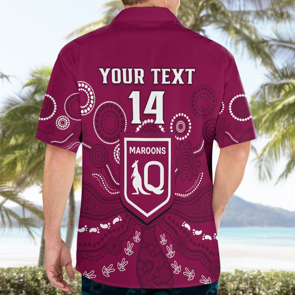 Personalised Maroons Rugby Hawaiian Shirt QLD Aboriginal Art - Vibe Hoodie Shop