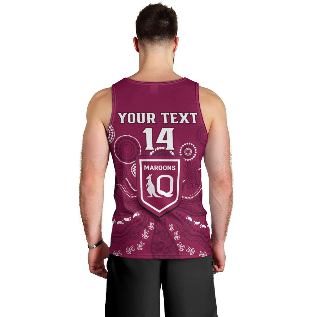 Personalised Maroons Rugby Men Tank Top QLD Aboriginal Art - Vibe Hoodie Shop