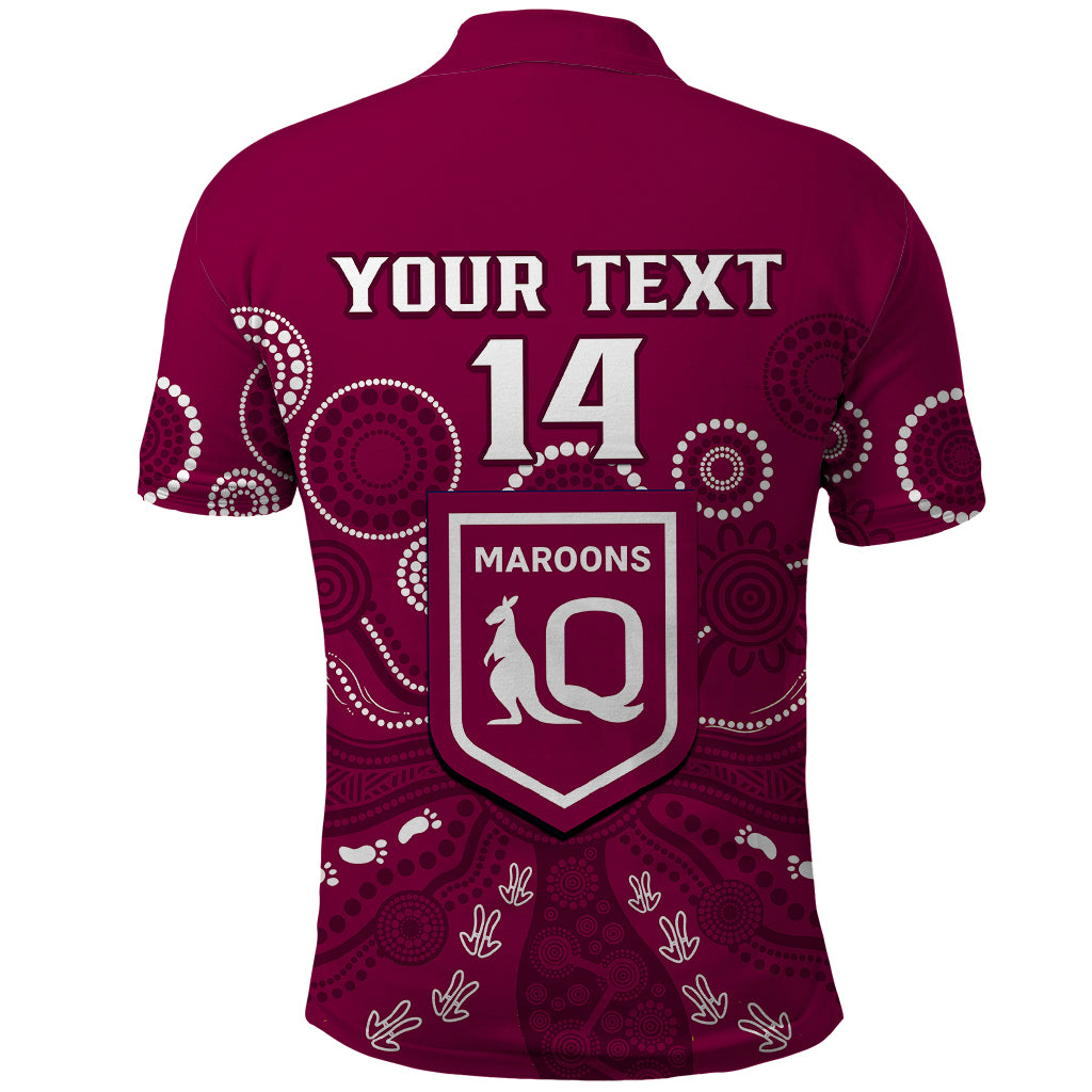 Personalised Maroons Rugby Polo Shirt QLD Aboriginal Art - Vibe Hoodie Shop