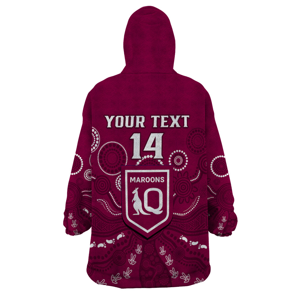 Personalised Maroons Rugby Wearable Blanket Hoodie QLD Aboriginal Art - Vibe Hoodie Shop