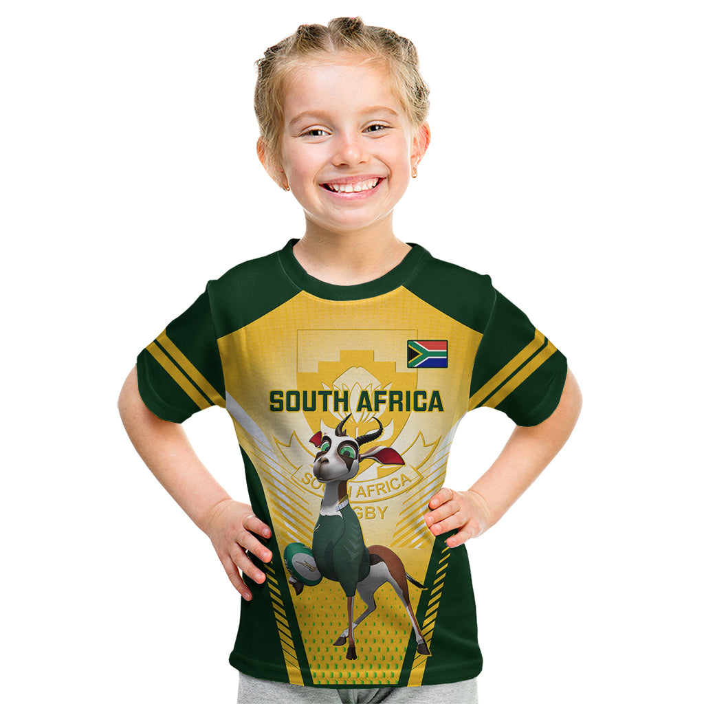 South Africa Rugby Kid T Shirt 2023 World Cup Springboks Mascot - Vibe Hoodie Shop