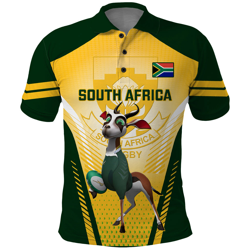 South Africa Rugby Polo Shirt 2023 World Cup Springboks Mascot - Vibe Hoodie Shop