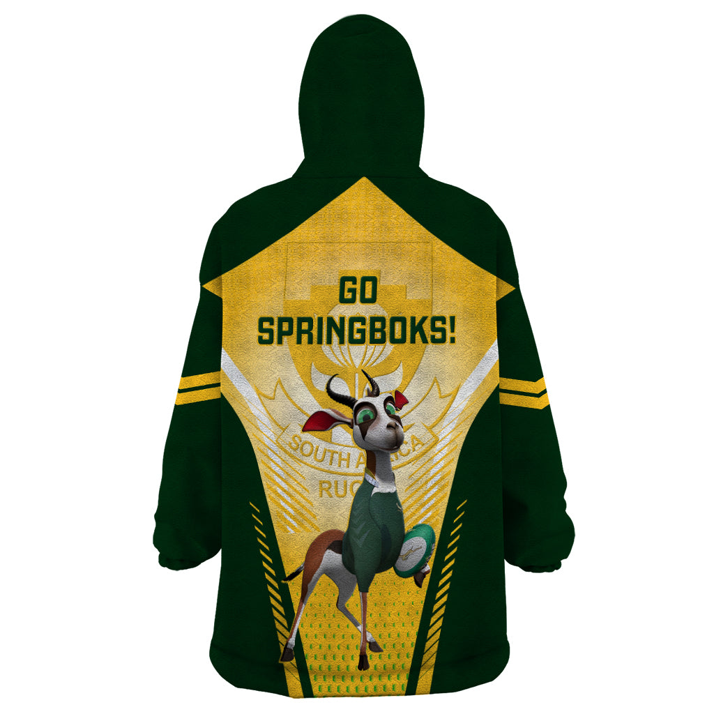 South Africa Rugby Wearable Blanket Hoodie 2023 World Cup Springboks Mascot - Vibe Hoodie Shop