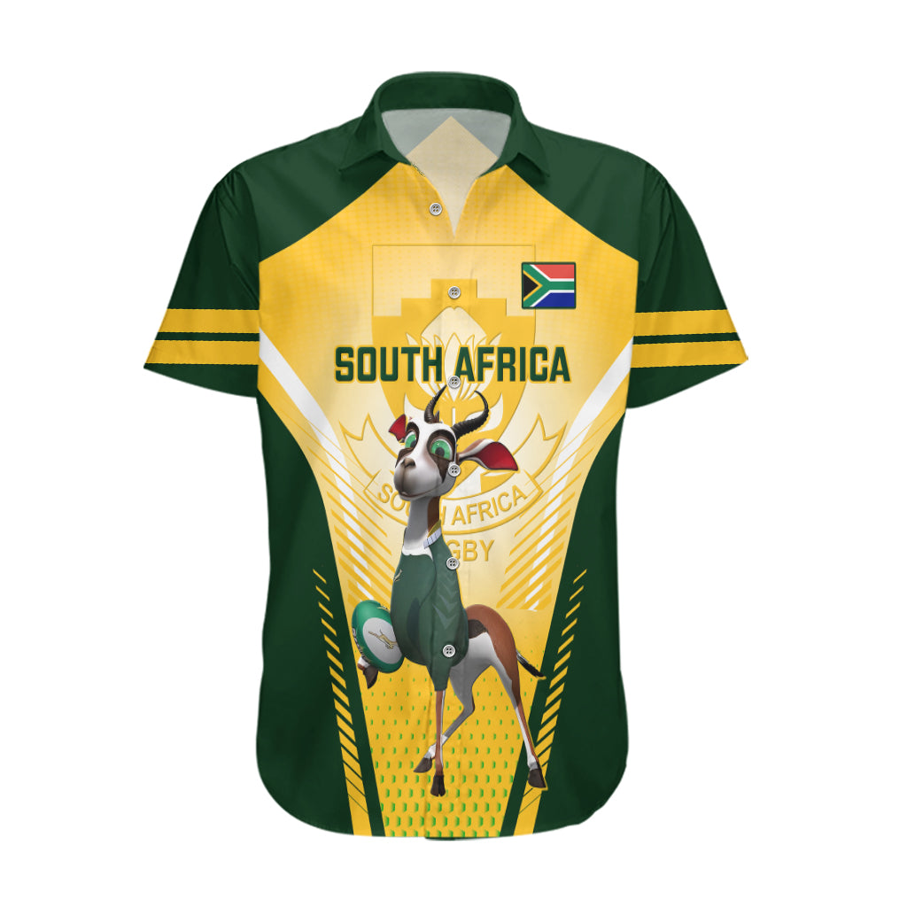 Custom South Africa Rugby Hawaiian Shirt 2023 World Cup Springboks Mascot - Vibe Hoodie Shop