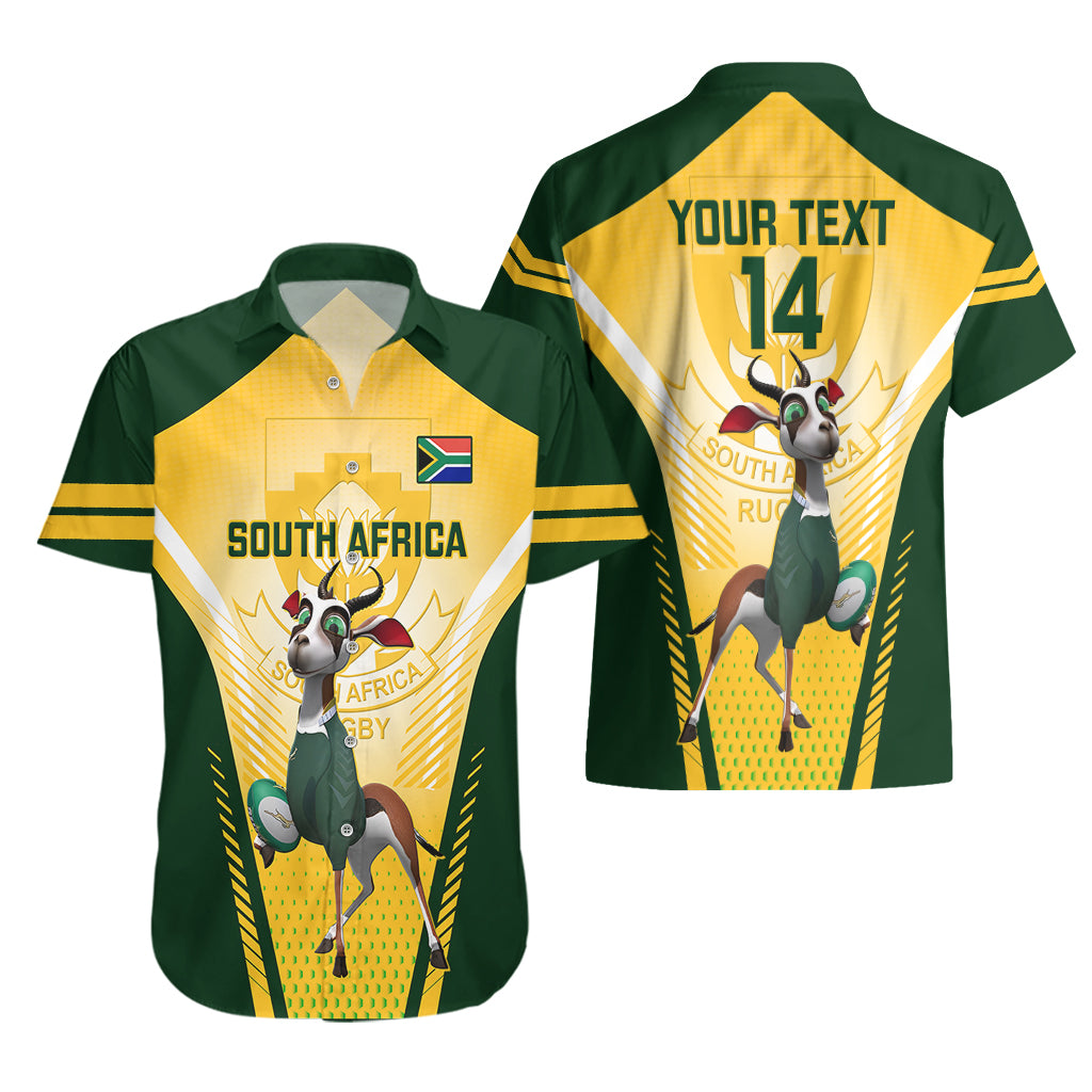 Custom South Africa Rugby Hawaiian Shirt 2023 World Cup Springboks Mascot - Vibe Hoodie Shop
