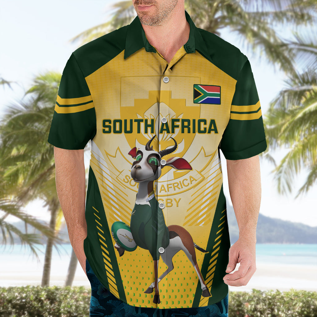 Custom South Africa Rugby Hawaiian Shirt 2023 World Cup Springboks Mascot - Vibe Hoodie Shop