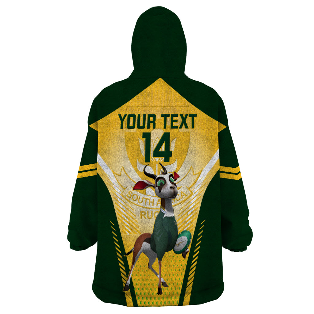 Custom South Africa Rugby Wearable Blanket Hoodie 2023 World Cup Springboks Mascot - Vibe Hoodie Shop