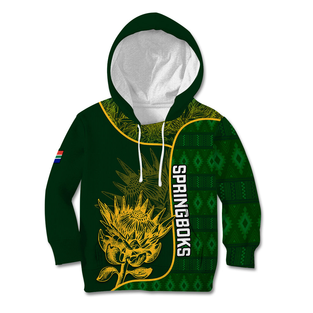 Custom South Africa Rugby Kid Hoodie 2023 Go Champions Springboks With Protea - Vibe Hoodie Shop