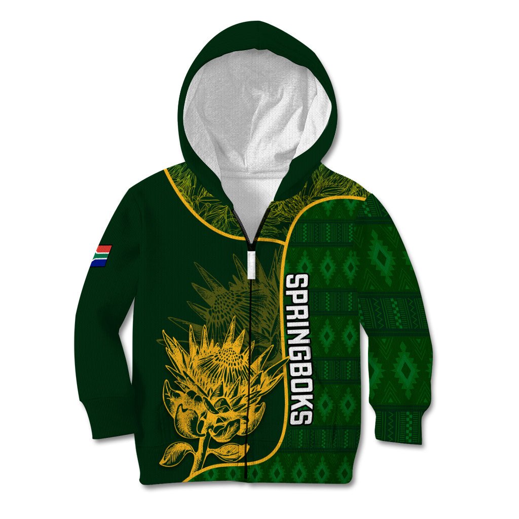 Custom South Africa Rugby Kid Hoodie 2023 Go Champions Springboks With Protea - Vibe Hoodie Shop