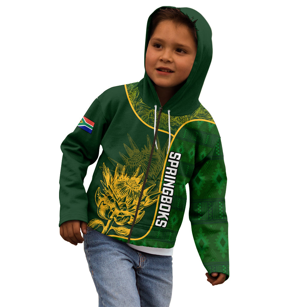 Custom South Africa Rugby Kid Hoodie 2023 Go Champions Springboks With Protea - Vibe Hoodie Shop