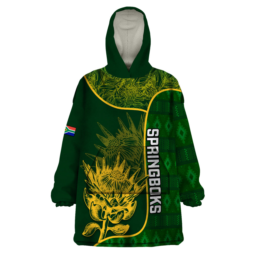 Custom South Africa Rugby Wearable Blanket Hoodie 2023 Go Champions Springboks With Protea - Vibe Hoodie Shop