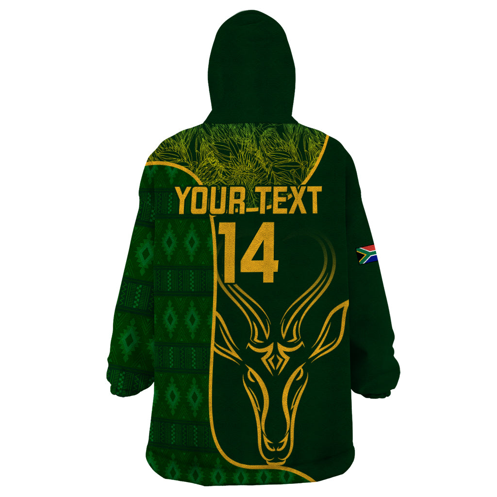 Custom South Africa Rugby Wearable Blanket Hoodie 2023 Go Champions Springboks With Protea - Vibe Hoodie Shop