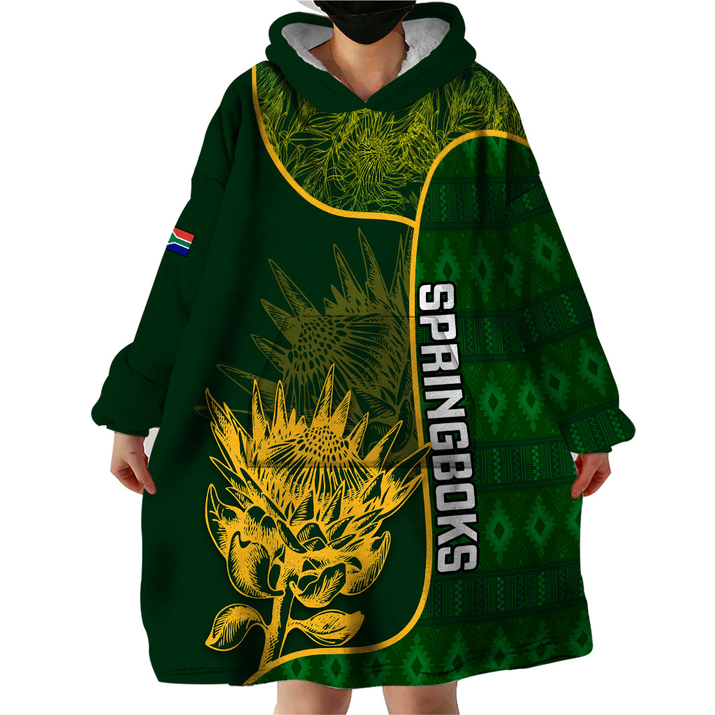 Custom South Africa Rugby Wearable Blanket Hoodie 2023 Go Champions Springboks With Protea - Vibe Hoodie Shop