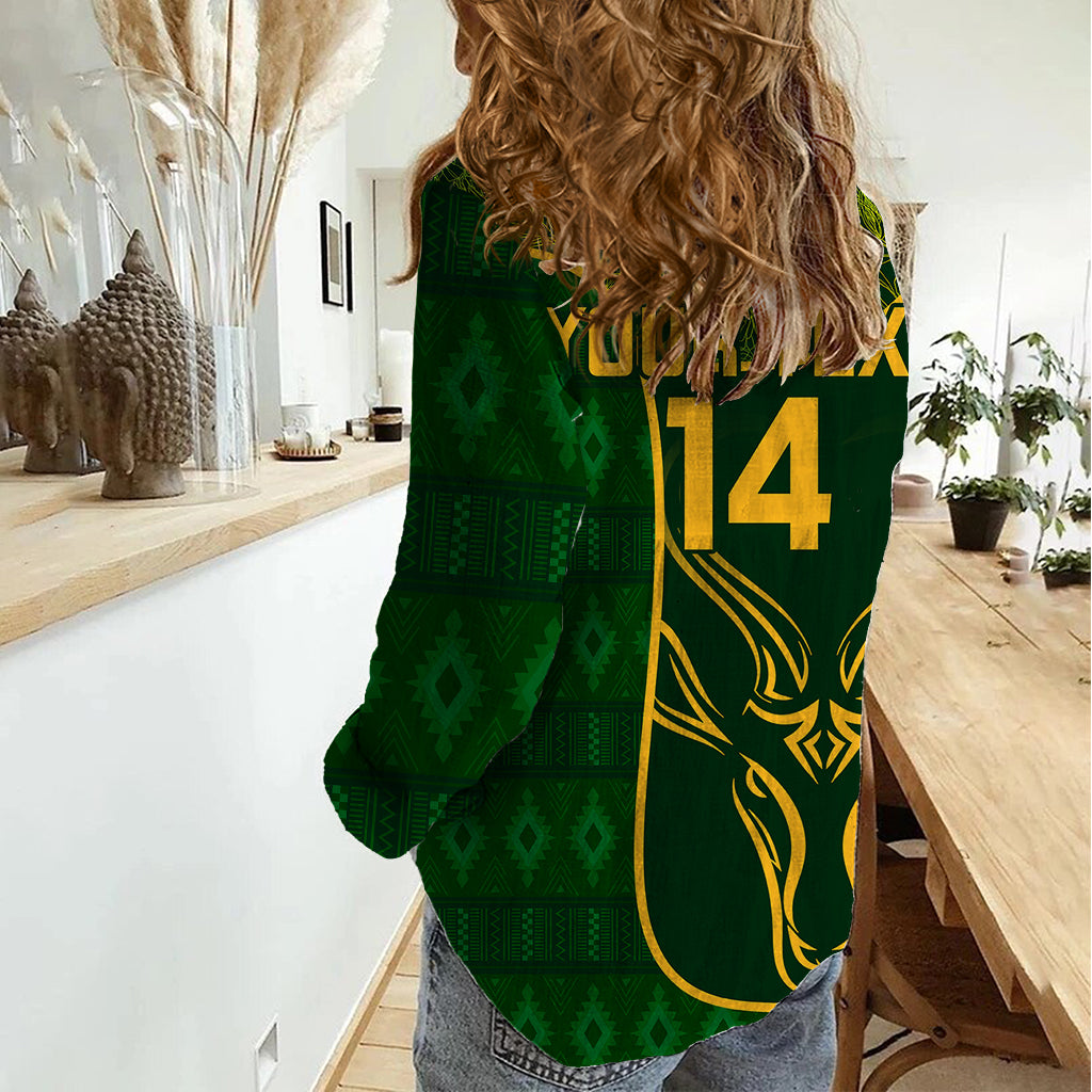 Custom South Africa Rugby Women Casual Shirt 2023 Go Champions Springboks With Protea - Vibe Hoodie Shop