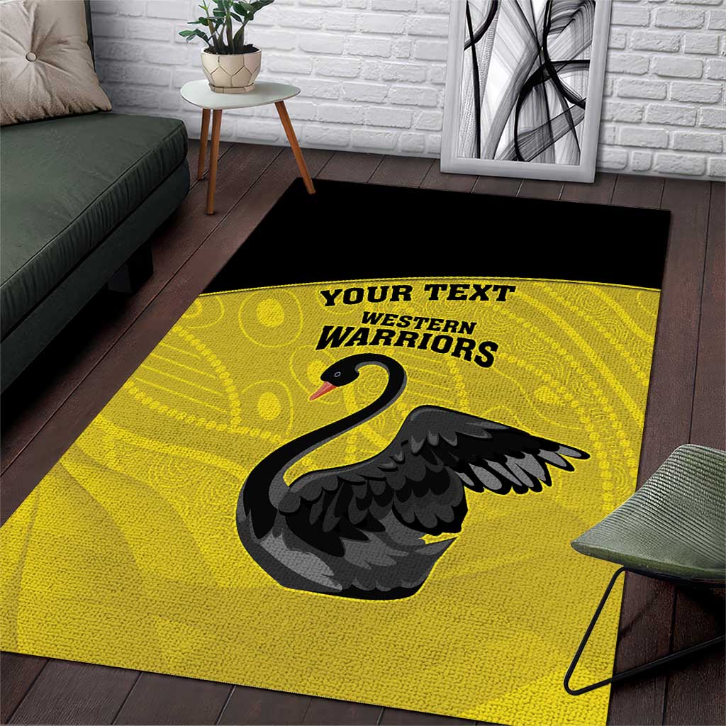 Custom Western Australia Cricket Area Rug Go Warriors Black Swans - Aboriginal Art - Vibe Hoodie Shop