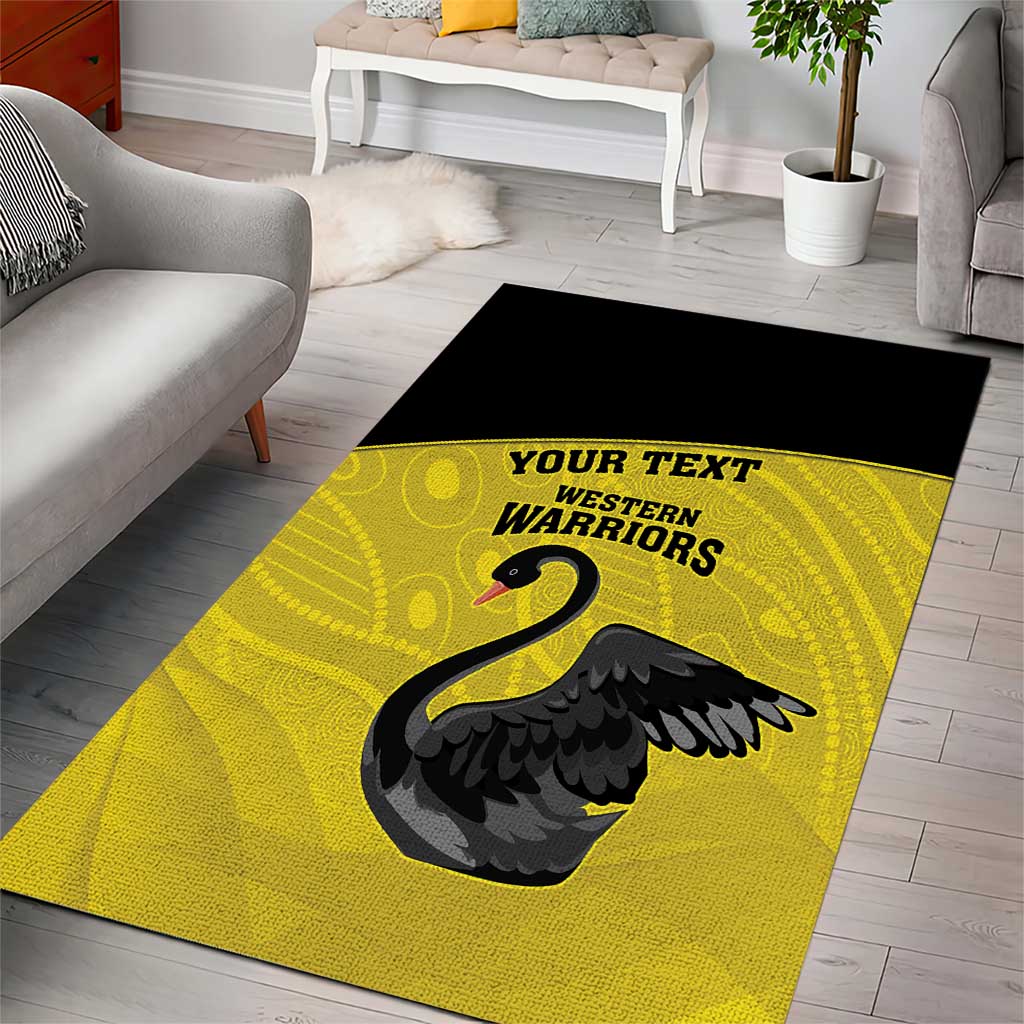 Custom Western Australia Cricket Area Rug Go Warriors Black Swans - Aboriginal Art - Vibe Hoodie Shop