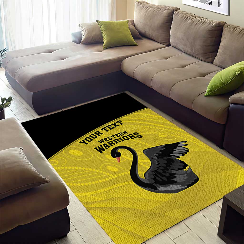 Custom Western Australia Cricket Area Rug Go Warriors Black Swans - Aboriginal Art - Vibe Hoodie Shop