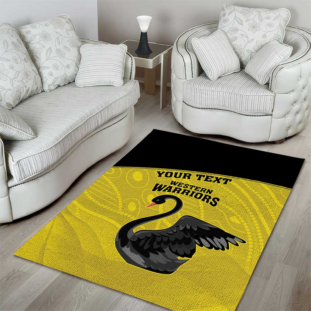 Custom Western Australia Cricket Area Rug Go Warriors Black Swans - Aboriginal Art - Vibe Hoodie Shop