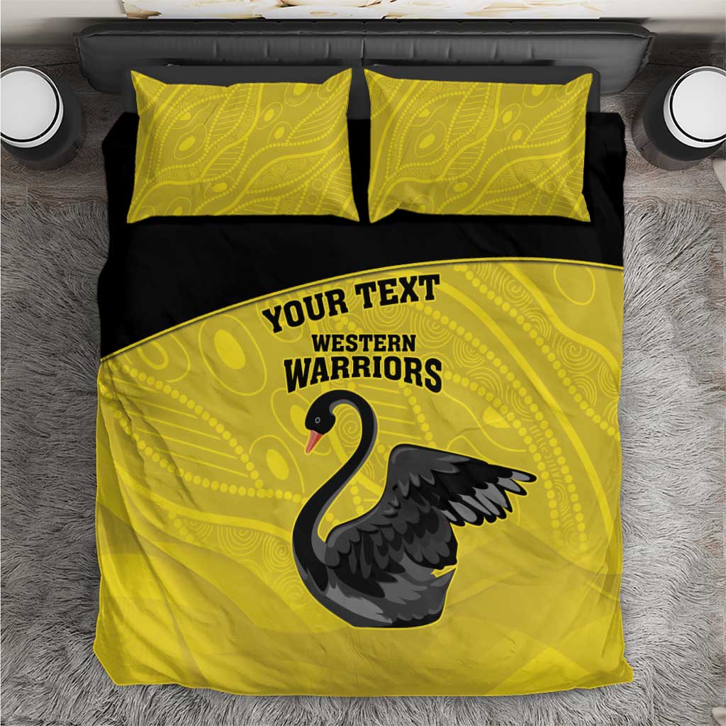 Custom Western Australia Cricket Bedding Set Go Warriors Black Swans - Aboriginal Art - Vibe Hoodie Shop