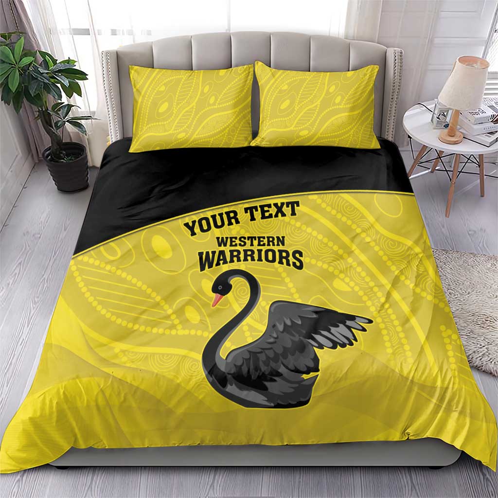 Custom Western Australia Cricket Bedding Set Go Warriors Black Swans - Aboriginal Art - Vibe Hoodie Shop