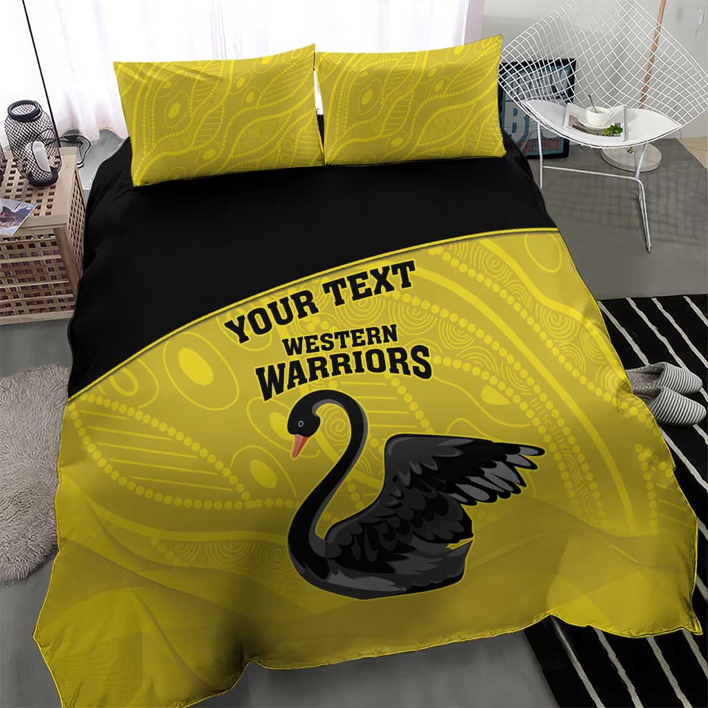 Custom Western Australia Cricket Bedding Set Go Warriors Black Swans - Aboriginal Art - Vibe Hoodie Shop